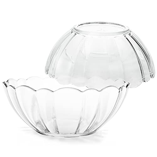 DEAYOU 4 Pack Clear Serving Bowls, Acrylic Salad Mixing Bowls, Party Snack or Chip Bowl, Break-Resistant Disposable Catering Bowls Punch Bowl for Entertain, Fruit, Vegies, 4 Sizes, Flower-Shape - Image 5