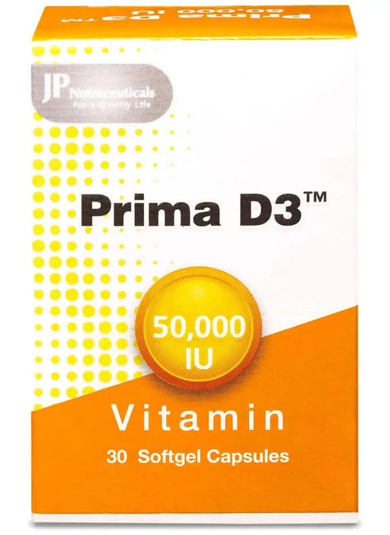 JP Nutraceuticals Prima Vitamin D3 50000 IU 30 Capsules  - Image 2