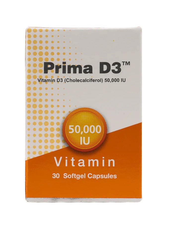 JP Nutraceuticals Prima Vitamin D3 50000 IU 30 Capsules  - Image 3