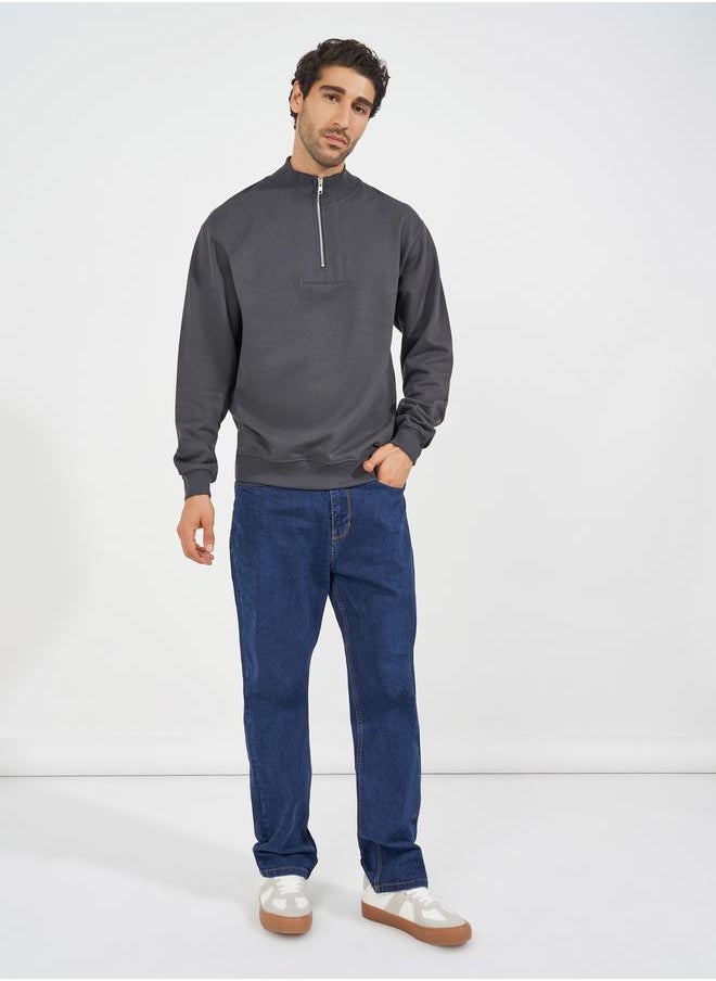 Half-Zip Relaxed Fit Fleece Sweatshirt with Front Seam Detail - pzsku/ZF21546F7EED8734F2278Z/45/_/1728647285/0e6c17cb-c6a4-49bc-b5e3-f5e31bcddcf1