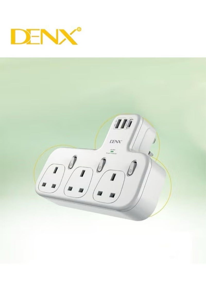 دينكس فيش جداري مشترك كهرباء بـ3 منافذ ثلاثية ومنفذين USB ومنفذ PD يدعم الشحن السريع/DX871 - Image 2