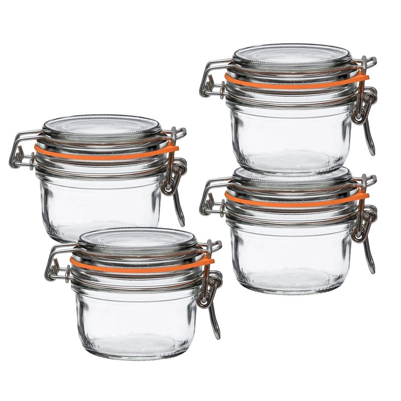 Le Parfait Super Terrine Jar  4oz Pack of 4 125ml French Glass Jar Airtight Rubber Seal  Glass Lid  Glass Jars for Kitchen Organization and Storage Containers for Essentials