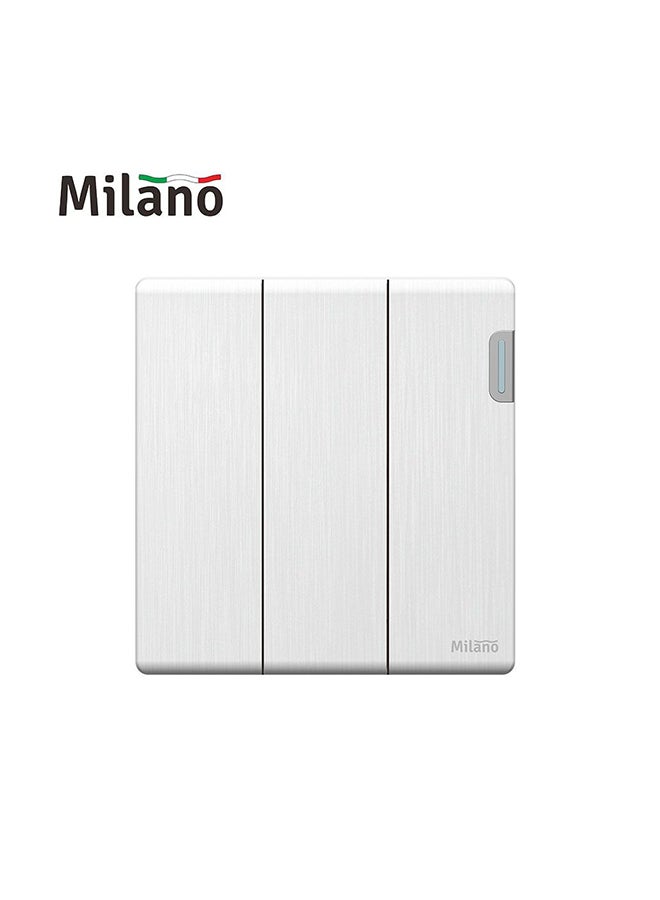 DANUBE HOME Milano 10A 3G 1W Switch Aura - Fire Retardant PC Material, Brushed White Finish, Durable Phosphor Copper Contacts, 25 Years Lifespan, Ideal for Electrical Tools, Switches & Sockets - China