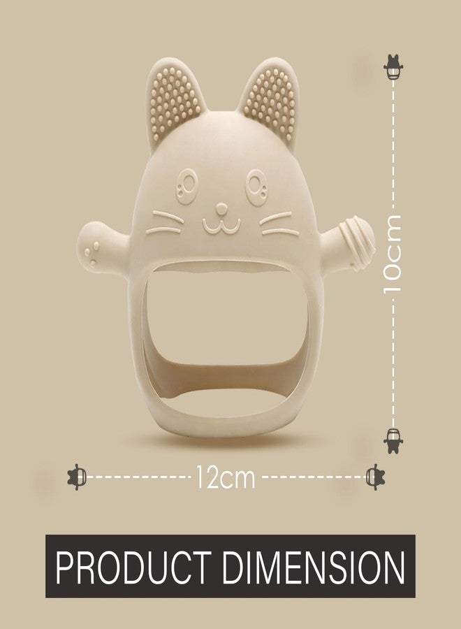 Lyrovo Baby Teething Toy Silicone Teething Mitten for Babies Over 3 Months Anti Dropping Wrist Hand Teethers Baby Chew Toys for Sucking Needs, BPA Free (1, Beige) - Image 3
