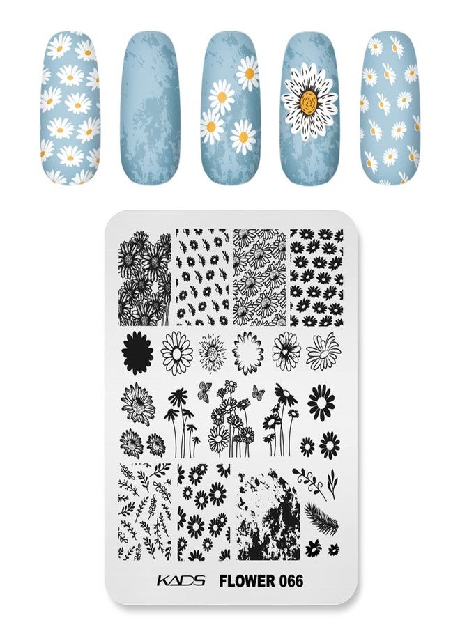 KADS Nail Stamping Template Sunflower Nail Stencil Nail Stamp Decoration Plate DIY Tool (Flower 066) - Image 1