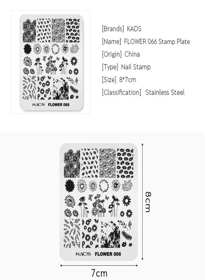 KADS Nail Stamping Template Sunflower Nail Stencil Nail Stamp Decoration Plate DIY Tool (Flower 066) - Image 5