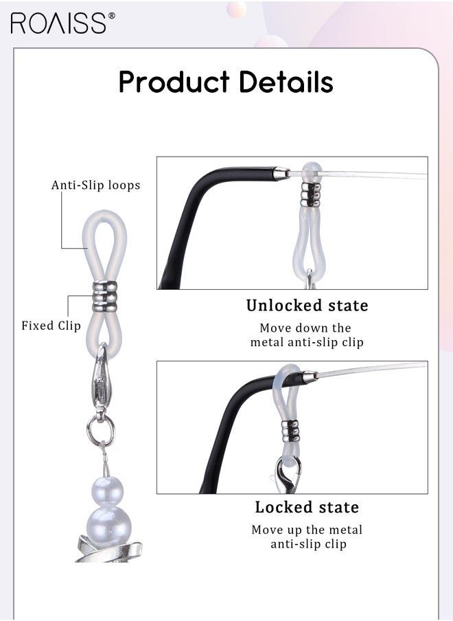 roaiss 4Pcs Acrylic Pearl Glasses Chains for Women, Eyewear Strap Holders around Neck, Mask Necklace Lanyard, Beaded Reading Glasses Cords Retainer, 75cm  - Image 3
