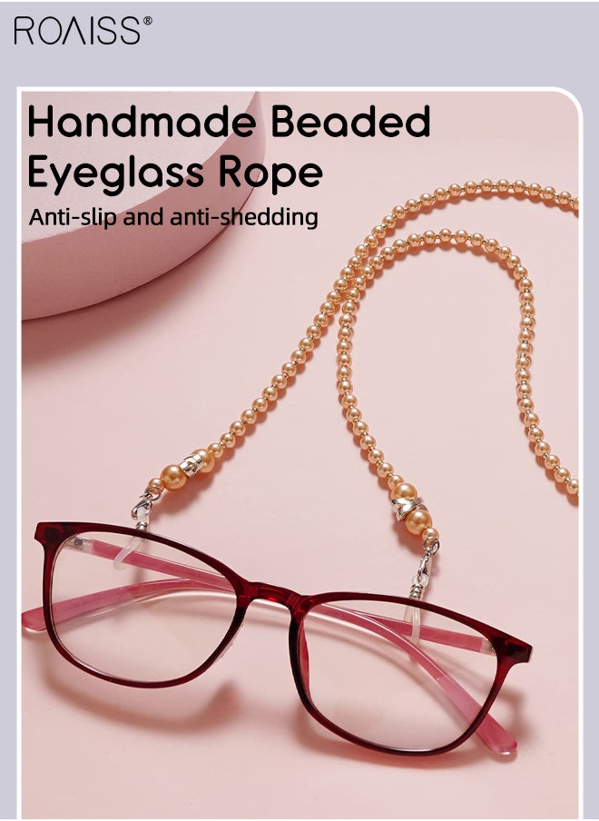 roaiss 4Pcs Acrylic Pearl Glasses Chains for Women, Eyewear Strap Holders around Neck, Mask Necklace Lanyard, Beaded Reading Glasses Cords Retainer, 75cm  - Image 5