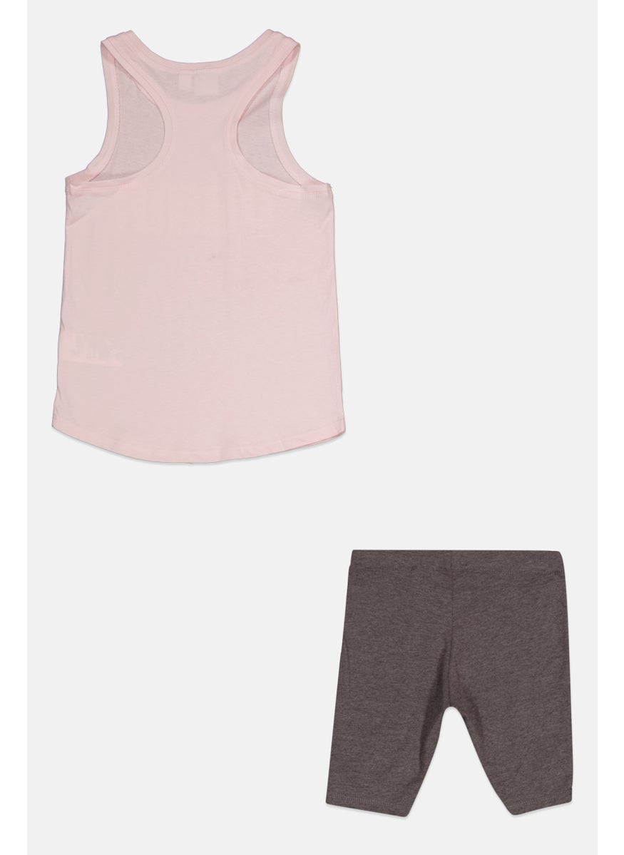 PUMA Kids Girl 2 Pieces Sportswear Fit  Top and Short Set, Light Grey/Pink  - Image 2