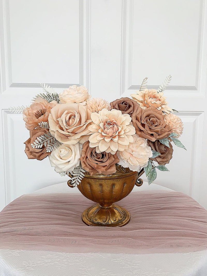FACINOC Roses Artificial Flowers Nude Fake Flower for DIY Wedding Bouquet Bridal Baby Shower Decorations Party Table Centerpieces Cake Decorating Silk Floral Arrangement Home Decor Indoor Beige - Image 5