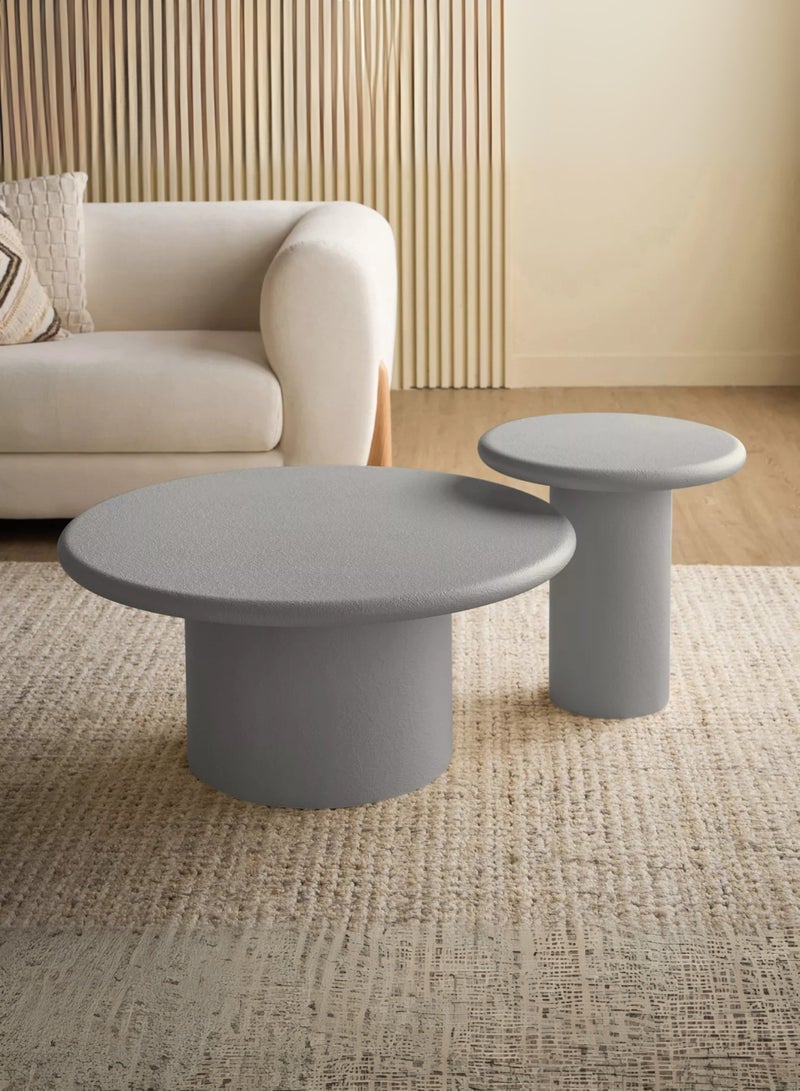 Karnak Sway 2-Piece Modern Grey Coffee Table & Side Table Set – Minimalist Round Center Tables for Living Room , Balcony , & Garden Living Room Table Bed Room UAE - Image 3