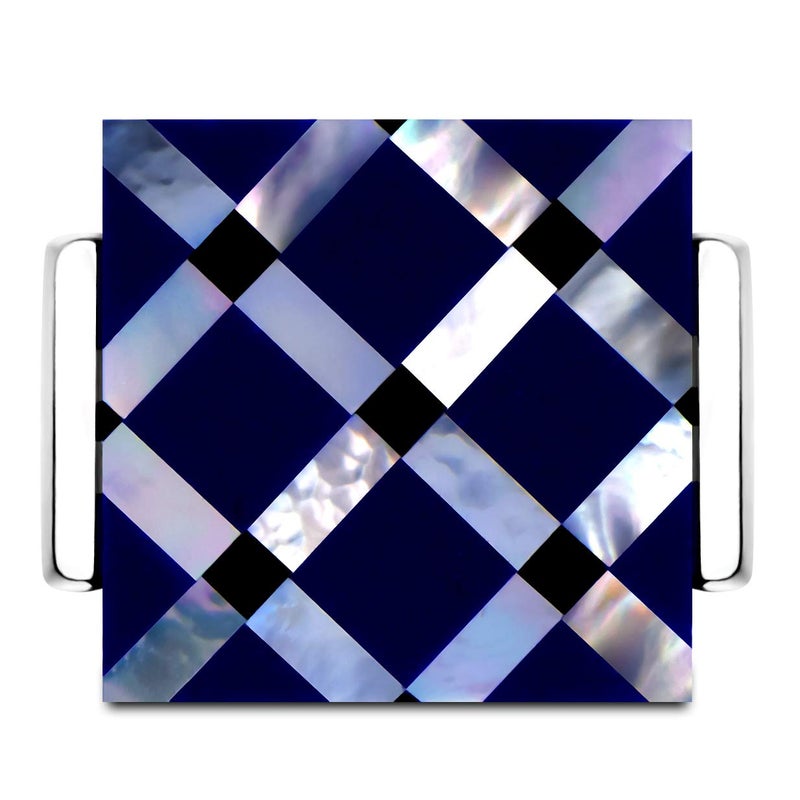 VIILOCK Business Wedding Mother of Pearl Cufflinks for Men Unique Onyx Stripe Tuxedo Cuff links Mens (Cross Pattern) - Image 3