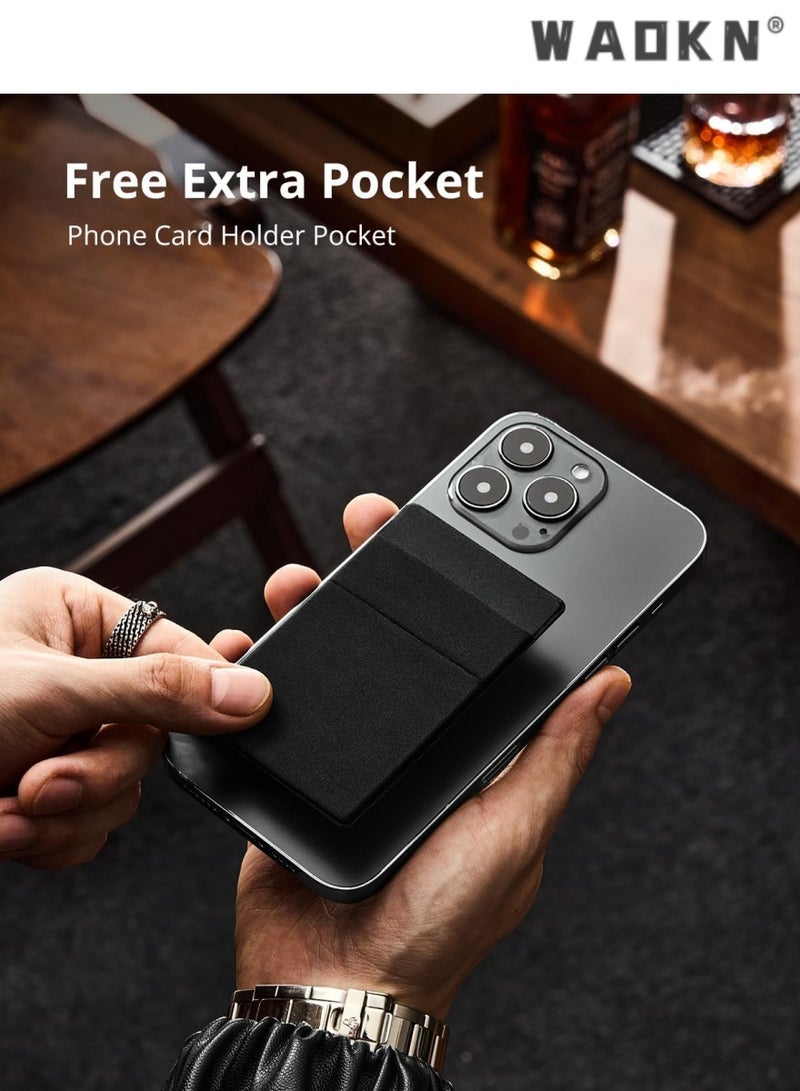 WAOKN Trendy Black Minimalist Card Protector with Integrated RFID Blocking Technology, Ultra-Thin Metal Material, Convenient Pop-Up Design, With Money Pocket and Credit Card Slots - Image 5