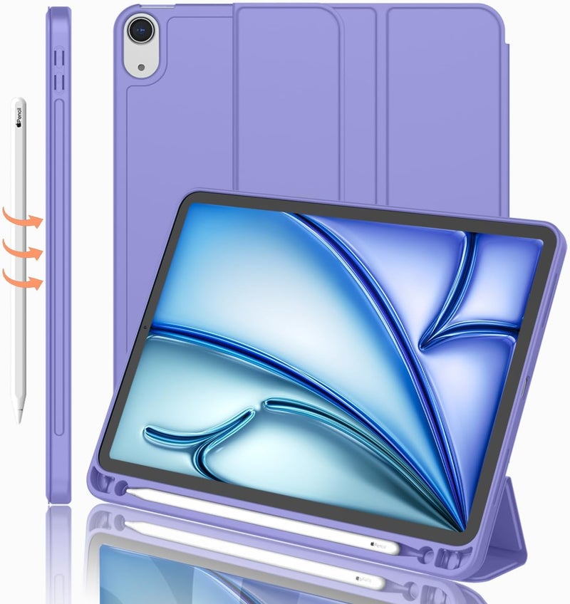 iMieet iPad Air 11 Inch Case M3(2025) / M2 (2024), iPad Air 5th/4th Generation Case 2022/2020 10.9 Inch with Pencil Holder,Trifold Stand Smart Case with Soft TPU Back(Slate Blue) - Image 1
