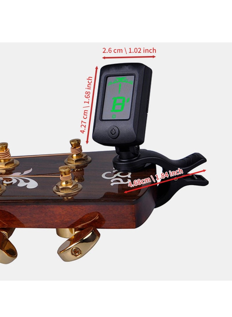 Generic JT-06 Clip-on negative display backlight tuner, electric guitar tuner, 440Hz, suitable for 12-tone equal temperament, guitar, bass, violin, UKULELE C, UKULELE D tuning projects. Tuning range: 0A (27.5Hz) - 8C (4186.01Hz)  - Image 1