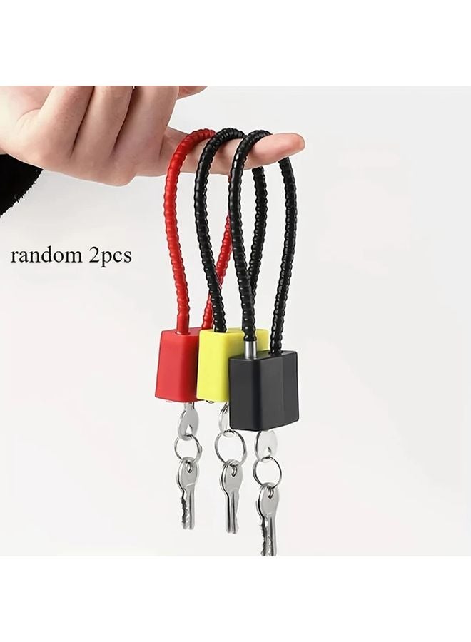 2pcs Heavy Duty Steel Cable Padlocks Anti Theft Color Coded Keys Secure Cabinet Lock - Image 1