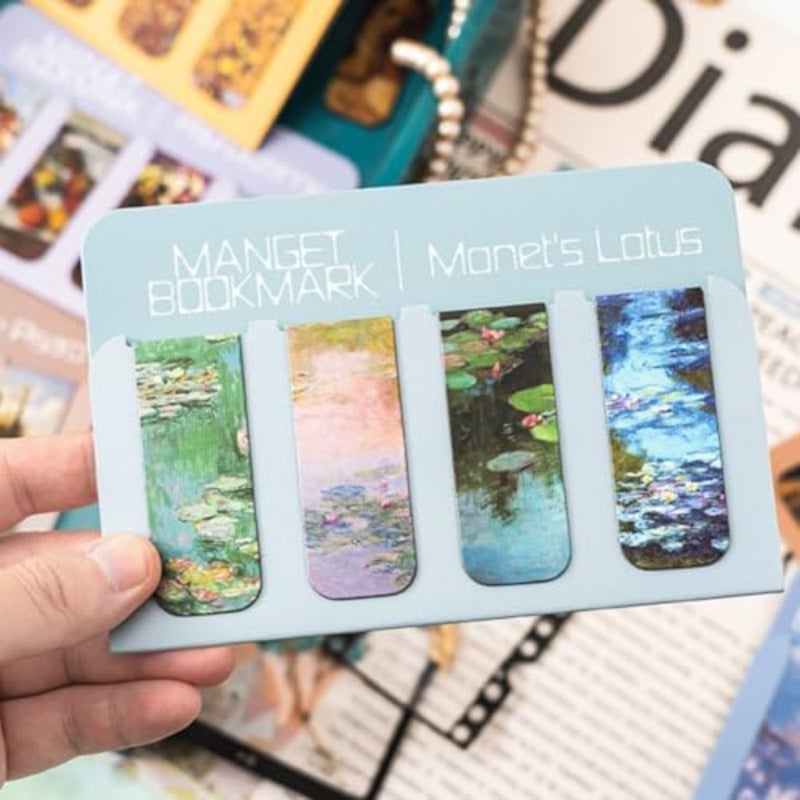 8 Pcs Bookmark, Magnetic Page Clip Magnetic Bookmarks for Women, Men, Book Lovers, Page Markers for Students Teachers Reading Moonlight over the lotus pond - Image 5