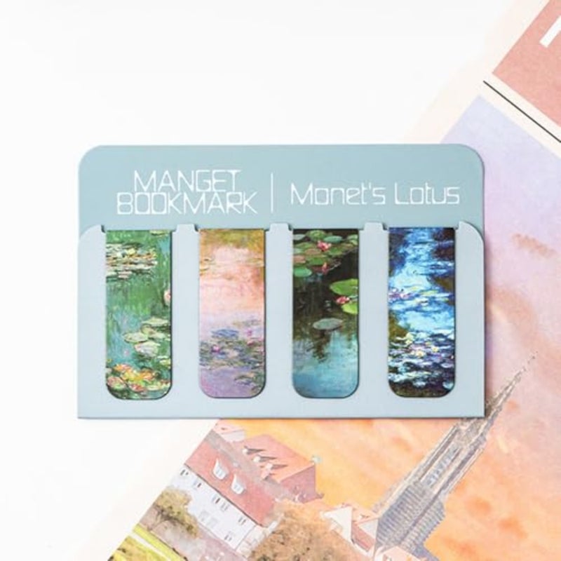 8 Pcs Bookmark, Magnetic Page Clip Magnetic Bookmarks for Women, Men, Book Lovers, Page Markers for Students Teachers Reading Moonlight over the lotus pond - Image 3