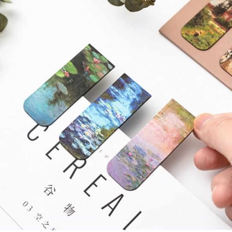 8 Pcs Bookmark, Magnetic Page Clip Magnetic Bookmarks for Women, Men, Book Lovers, Page Markers for Students Teachers Reading Moonlight over the lotus pond - Image 4