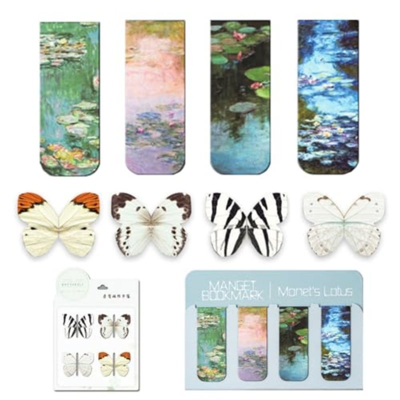 8 Pcs Bookmark, Magnetic Page Clip Magnetic Bookmarks for Women, Men, Book Lovers, Page Markers for Students Teachers Reading Moonlight over the lotus pond - Image 1