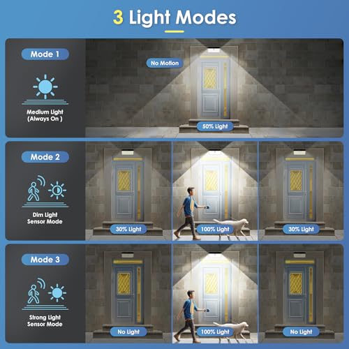 APILAB Upgraded Solar Lights Outdoor, 2 Pack 418 LED Motion Sensor Outdoor Lights, 3 Modes Security Light, IP65 Waterproof Solar Powered Wall Light for Outside Yard Garage Deck Fence - Image 5