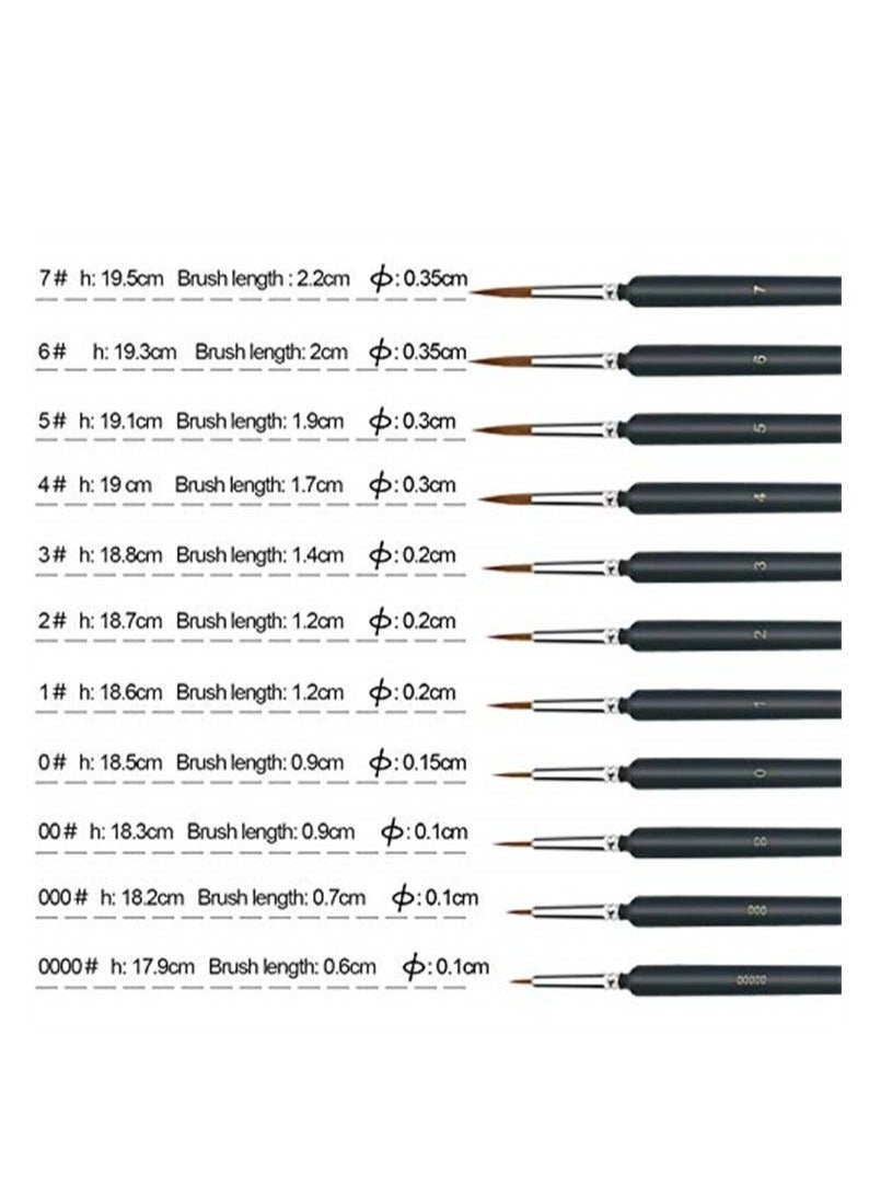 11 Pieces Fine Detail Paint Brush Miniature Small Thin Painting Brushes Kit Micro Artist Acrylic Paints Brush Set - Image 2