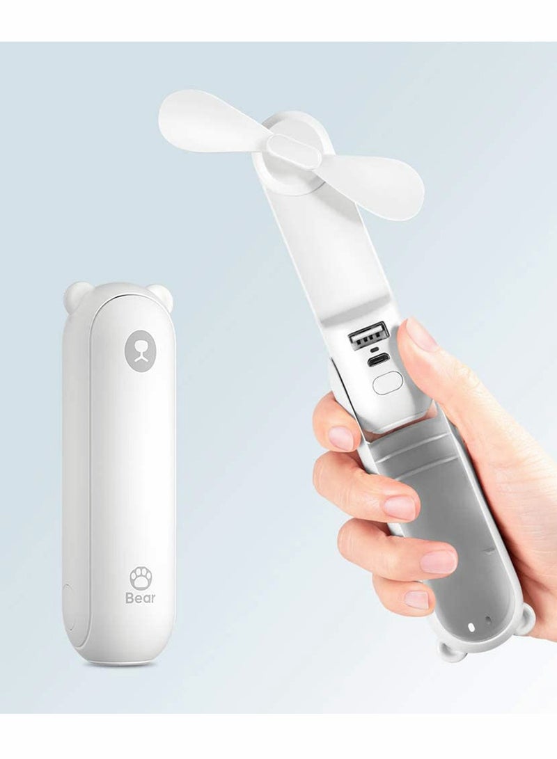 SOLARAE Handheld Portable Fan, 3 IN 1 Mini Pocket Fan, for Home Sports Outdoor Travel, Rechargeable Quiet Mini Fan for Travel, with 14-21 Hrs Runtime, 2 Speeds, Enhanced Airflow, Flashlight - Image 1