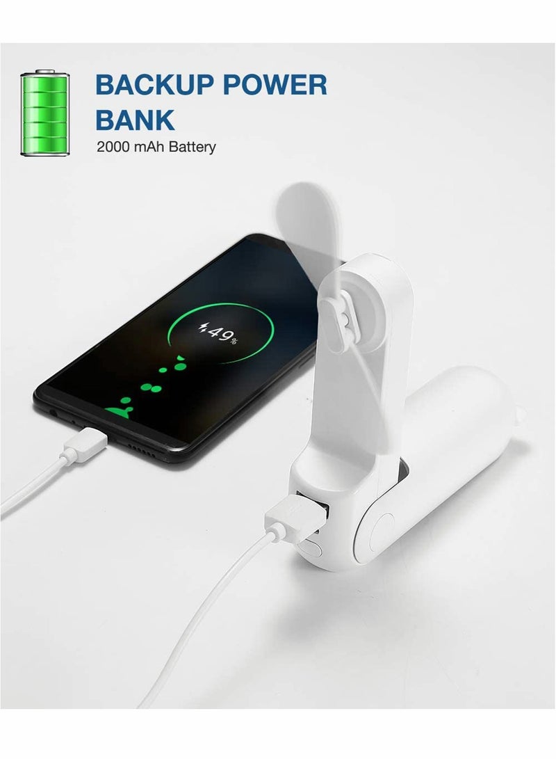 SOLARAE Handheld Portable Fan, 3 IN 1 Mini Pocket Fan, for Home Sports Outdoor Travel, Rechargeable Quiet Mini Fan for Travel, with 14-21 Hrs Runtime, 2 Speeds, Enhanced Airflow, Flashlight - Image 3