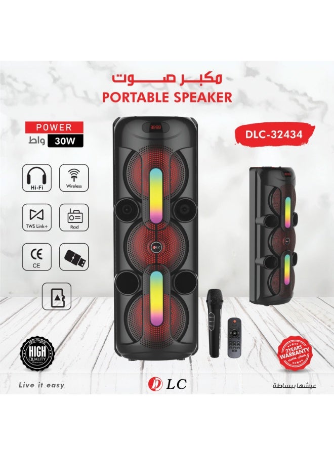 دي إل سي  DLC-32434 مكبر صوت للحفلات كبير الحجم TWS قابل لإعادة الشحن مع ميكروفون لاسلكي - Image 2