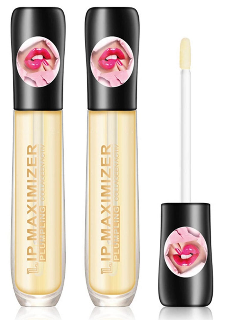 2 Pcs Lip Plumper GlossMaximizer Balm Serum, Healthy Moisturizer Enhancer Hydrated, Reduces Improves Dry Lines Extreme Volume, Natural for Women Girls - Image 1
