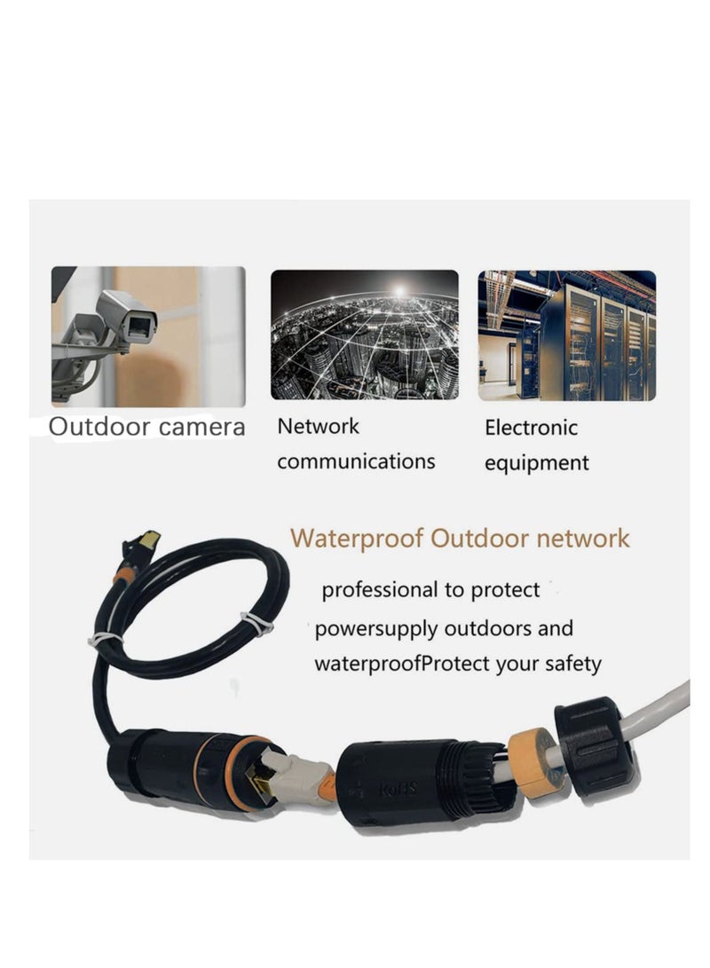 SYOSI 5PCS Shielded RJ45 CAT6A Waterproof Connector IP68 Cat5/5e/6 8P8C Ethernet LAN Cable Coupler Female to Female Outdoor Network Adapter with Waterproof Dustproof Cap Cover for Outdoor Network - Image 2