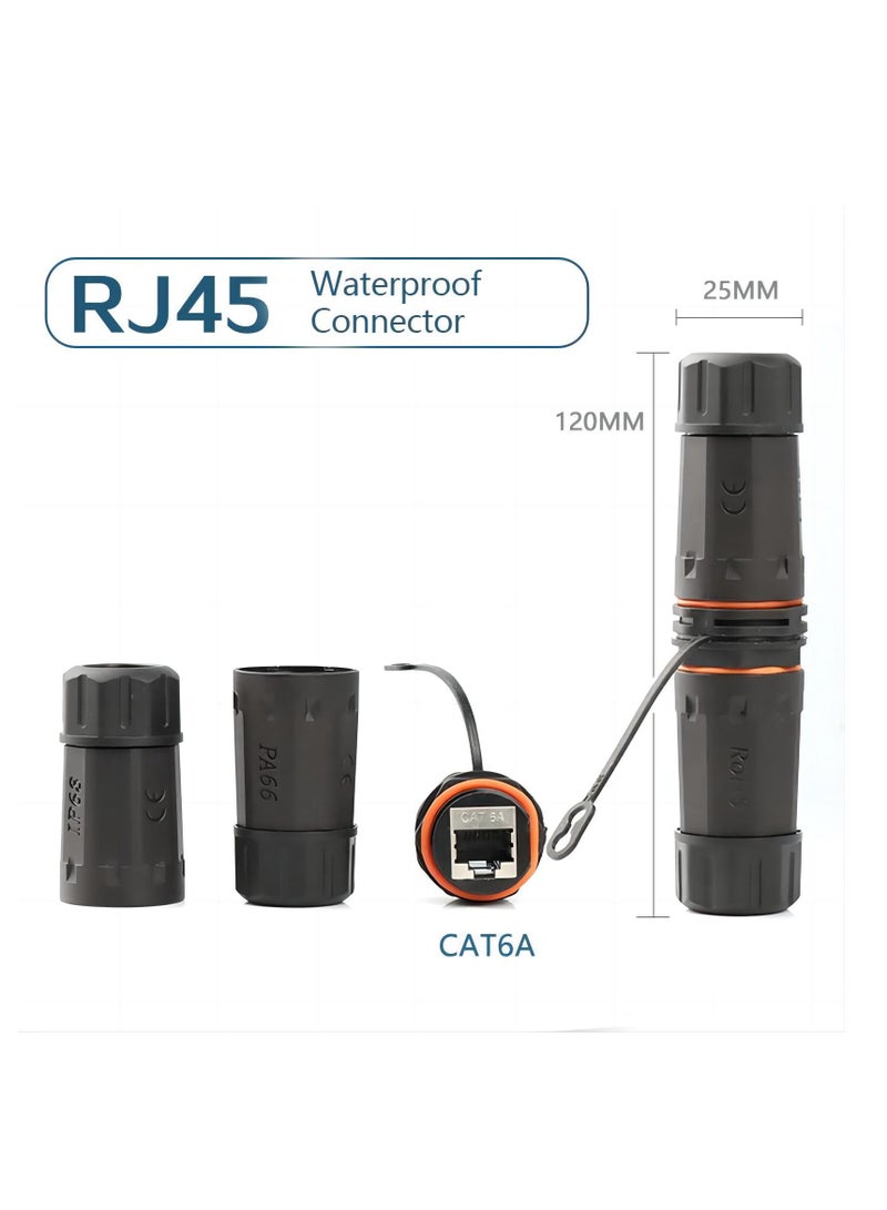 SYOSI 5PCS Shielded RJ45 CAT6A Waterproof Connector IP68 Cat5/5e/6 8P8C Ethernet LAN Cable Coupler Female to Female Outdoor Network Adapter with Waterproof Dustproof Cap Cover for Outdoor Network - Image 5