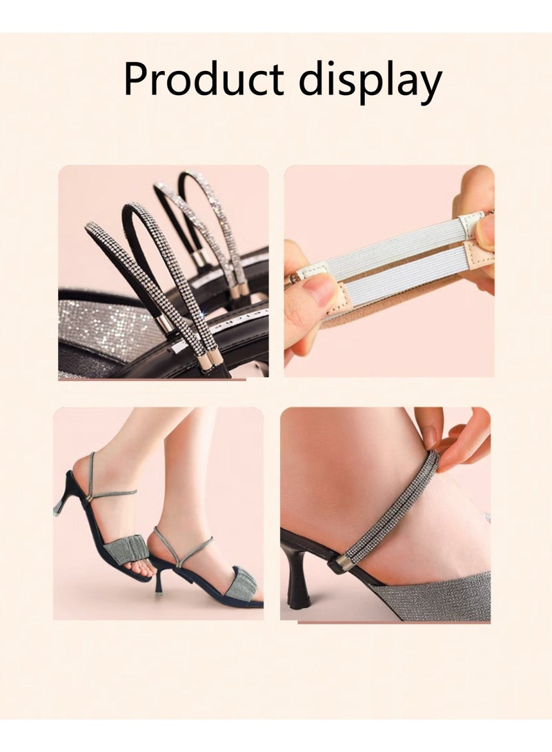 قطعتان من أحزمة الكعب العالي الأنيقة المرصعة بأحجار الراين بدون رباط، وشريط مطاطي مانع للانزلاق - Image 2