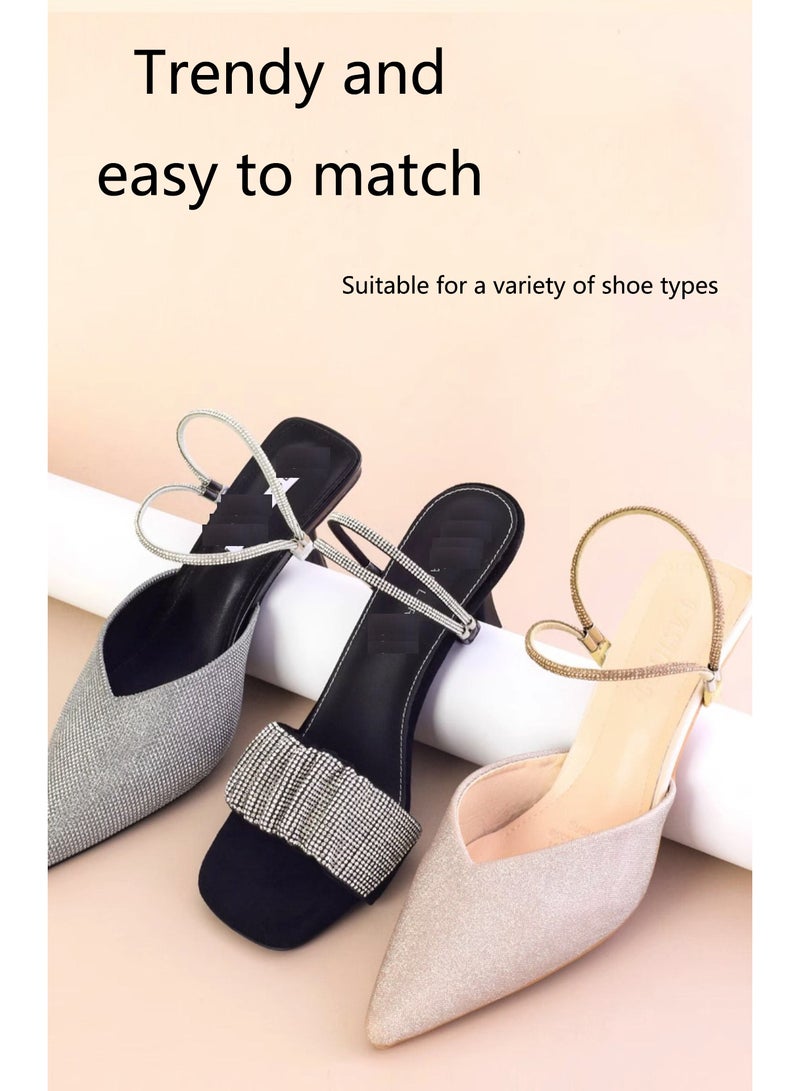 قطعتان من أحزمة الكعب العالي الأنيقة المرصعة بأحجار الراين بدون رباط، وشريط مطاطي مانع للانزلاق - Image 4