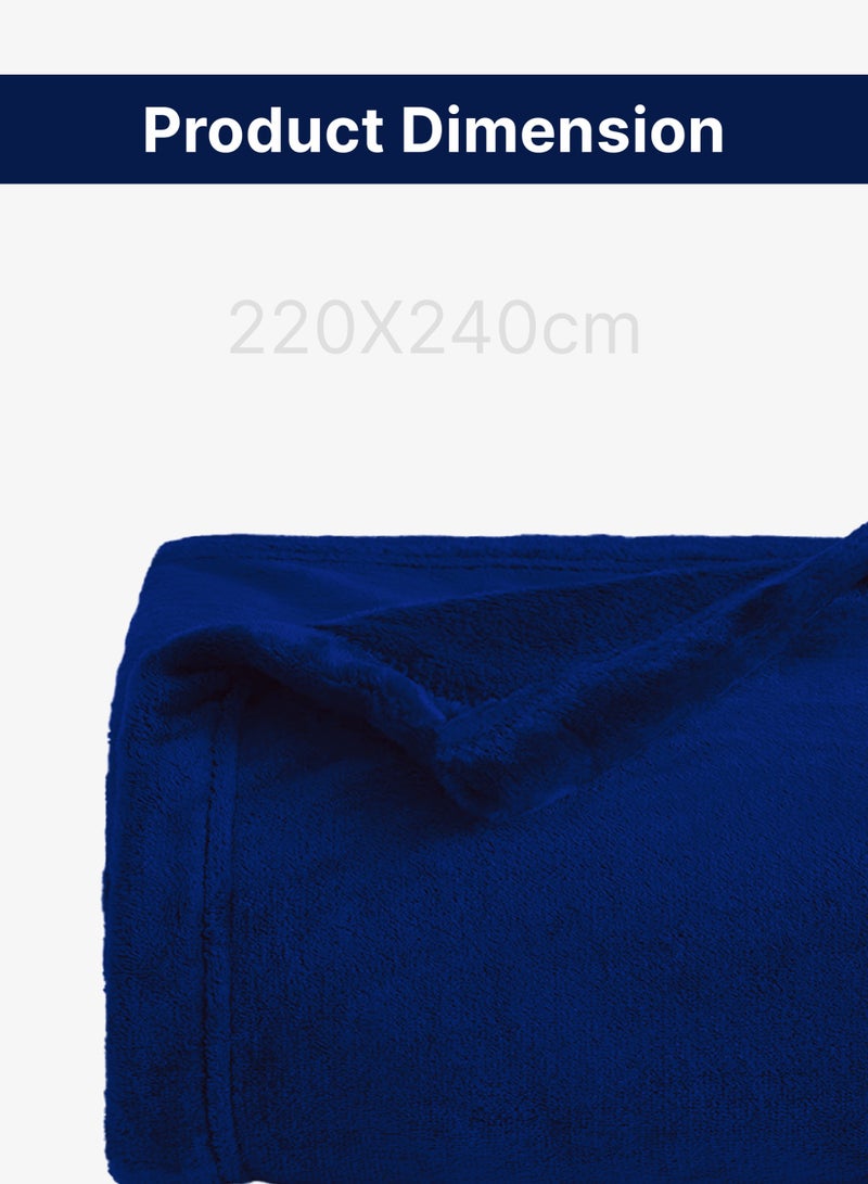 طاب مساؤك بطانية صوف مزدوجة فائقة النعومة والدفء - 310 جرام لكل متر مربع، ناعمة ودافئة للغاية، مناسبة لجميع المواسم - 220 × 240 سم، لون أزرق - بطانية مريحة من الألياف الدقيقة للأريكة وغرفة النوم - Image 5