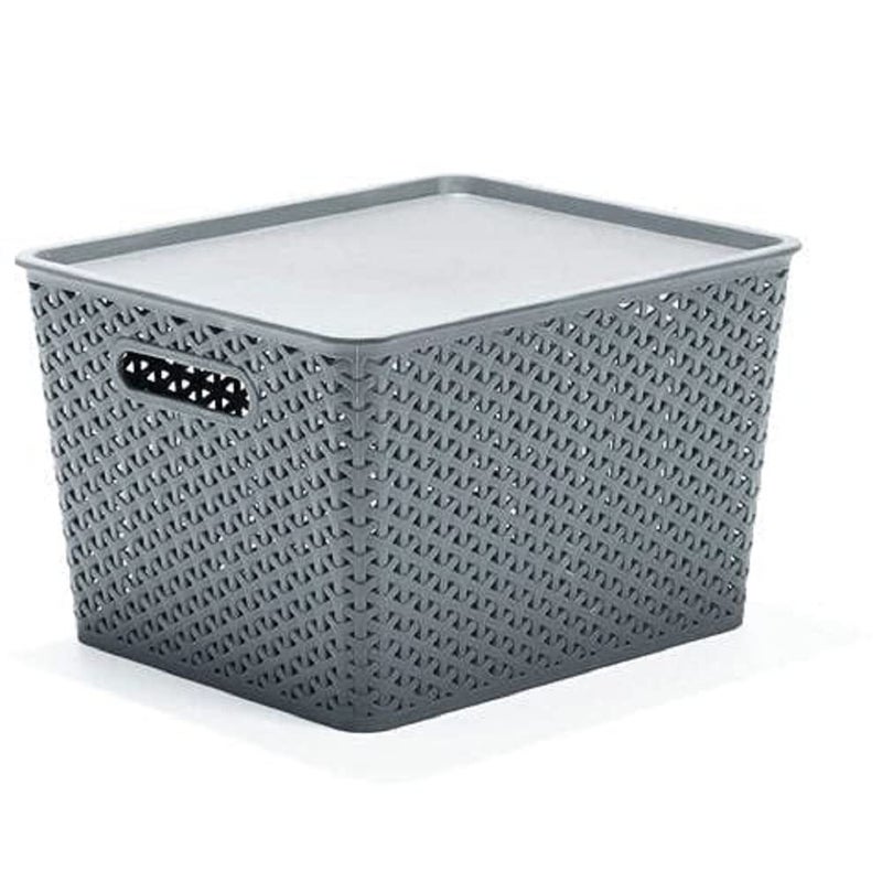 BRUSHFINCH Multipurpose Storage Baskets Big with Lid for KitchenBooks PlasticSet of 1 355 x 296 x 22 cm1 - Image 1