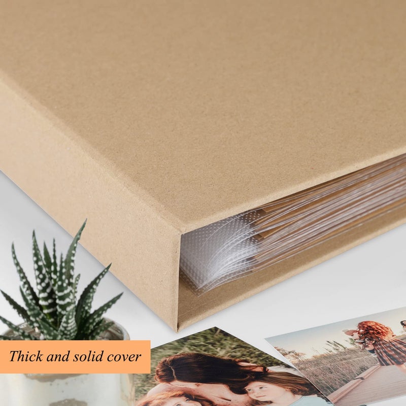 1DOT2 12x12 Inch Large 3 Ring DIY Scrapbook Photo Album Journal with 30 Plastic Sleeves 60 Pages and Kraft Paper Cover for Baby Travel Wedding Couple Anniversary kids Adventure (Yellow) - Image 2