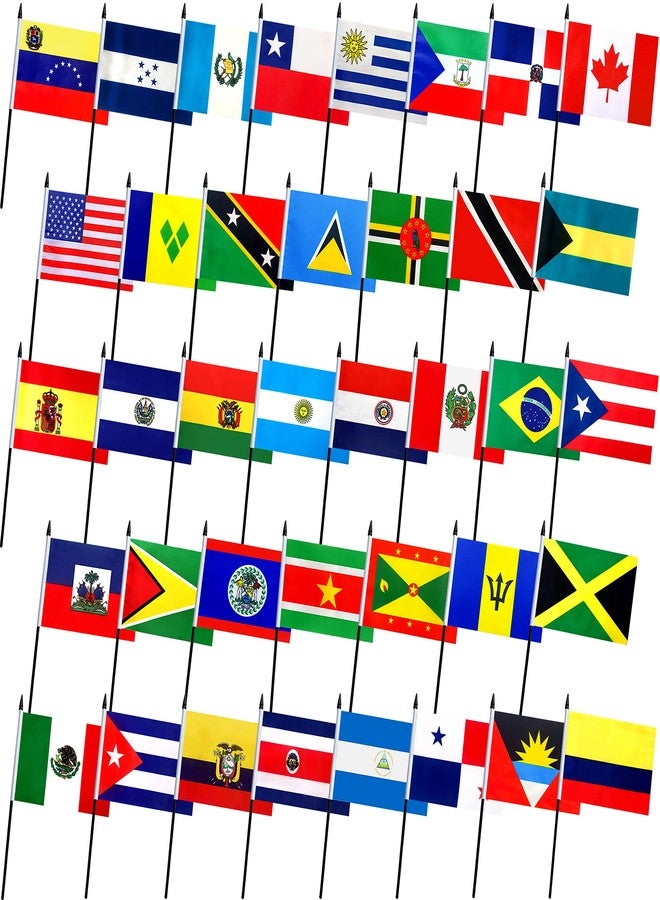 Consummate 38 Countries Latin America Latino Small Mini Stick Flags Include 21 Spanish Speaking Countries Flags for Hispanic Heritage Month Decoration,5 x 8 Inches,38 Pack - Image 1