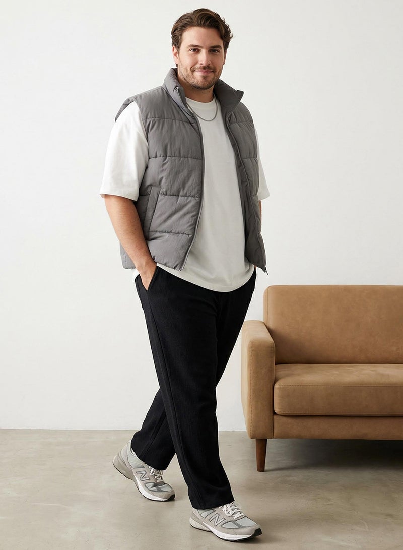 trendyol Black Plus Size Oversize/Wide Cut Textured Loose Sweatpants Tmnss25Aj00004 - Image 1