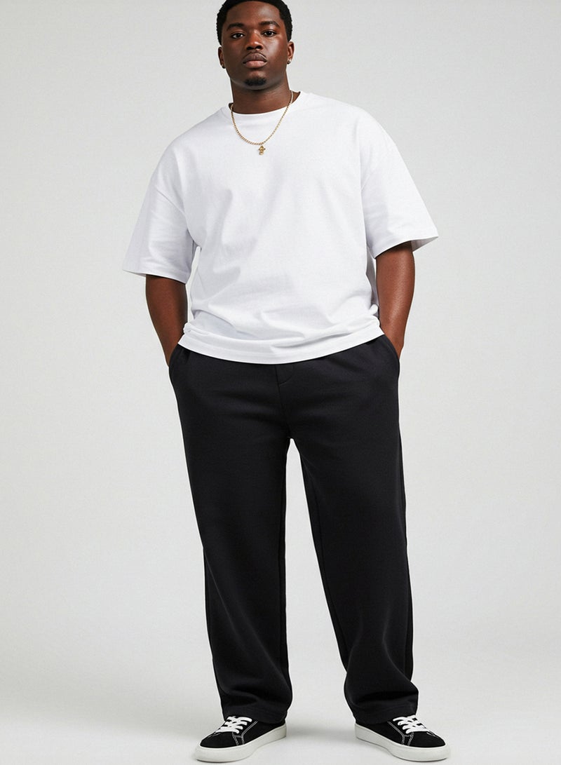 trendyol Black Plus Size Oversize/Wide Cut Textured Loose Sweatpants Tmnss25Aj00004 - Image 3