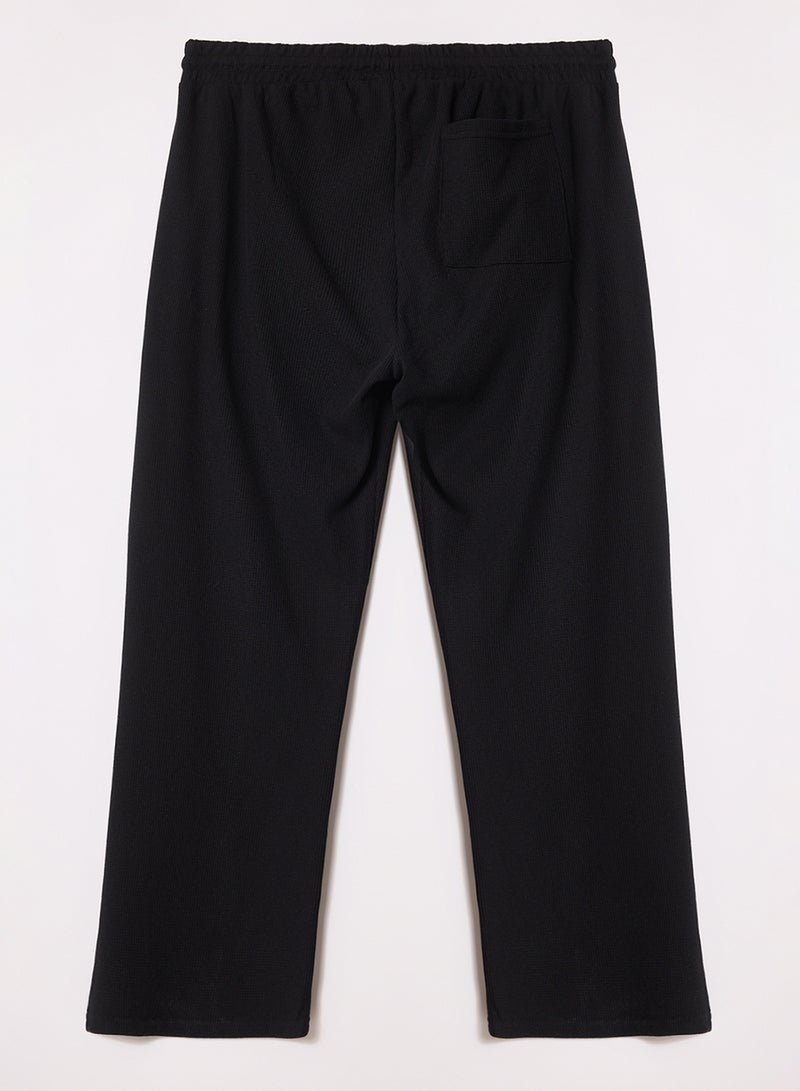 trendyol Black Plus Size Oversize/Wide Cut Textured Loose Sweatpants Tmnss25Aj00004 - Image 5