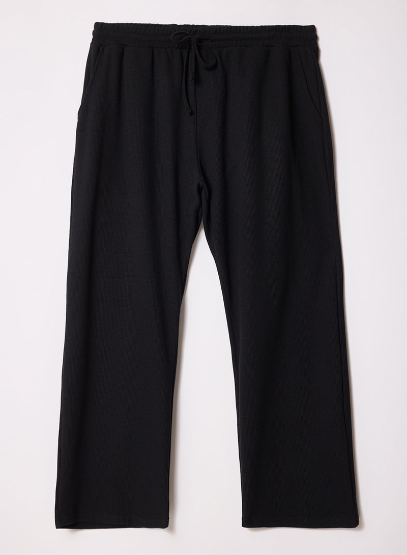 trendyol Black Plus Size Oversize/Wide Cut Textured Loose Sweatpants Tmnss25Aj00004 - Image 4
