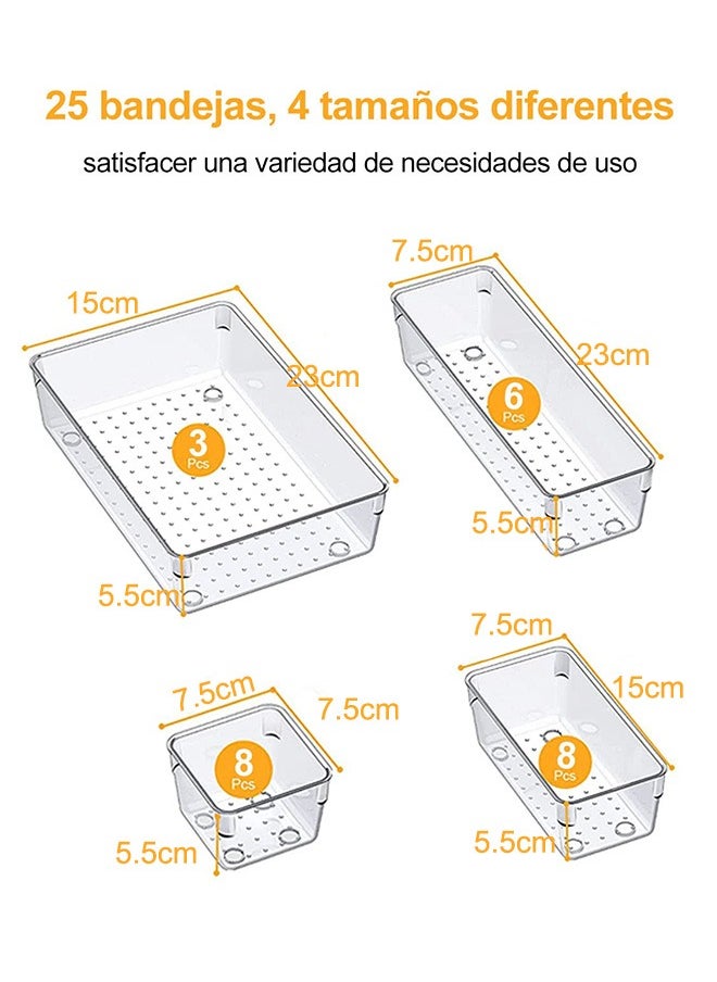 Occuwzz - 25PCS Drawer Organizer Space Saving Transparent Plastic Storage Box Suitable for Desk Tool Box Dresser - Image 1