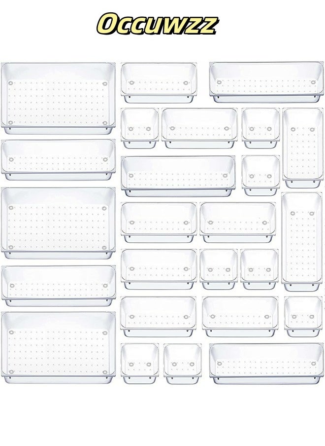 Occuwzz - 25PCS Drawer Organizer Space Saving Transparent Plastic Storage Box Suitable for Desk Tool Box Dresser - Image 1