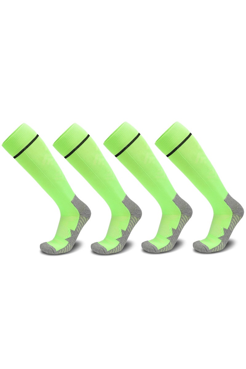 SKY WING Men's And Women's Soccer Socks Color Stretchy Compression Knee High Tube Socks Football Athletic Socks for Unisex-Green-4 Pair - Image 1