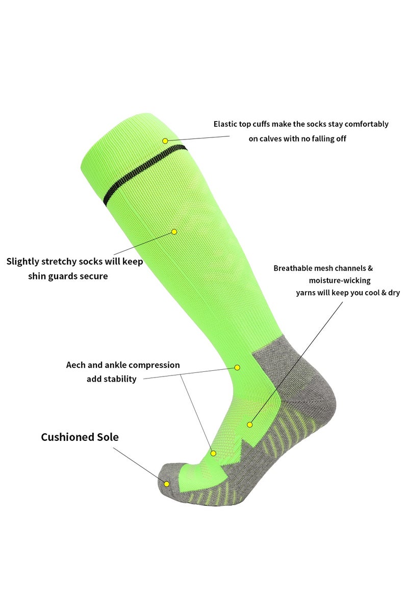 SKY WING Men's And Women's Soccer Socks Color Stretchy Compression Knee High Tube Socks Football Athletic Socks for Unisex-Green-4 Pair - Image 3