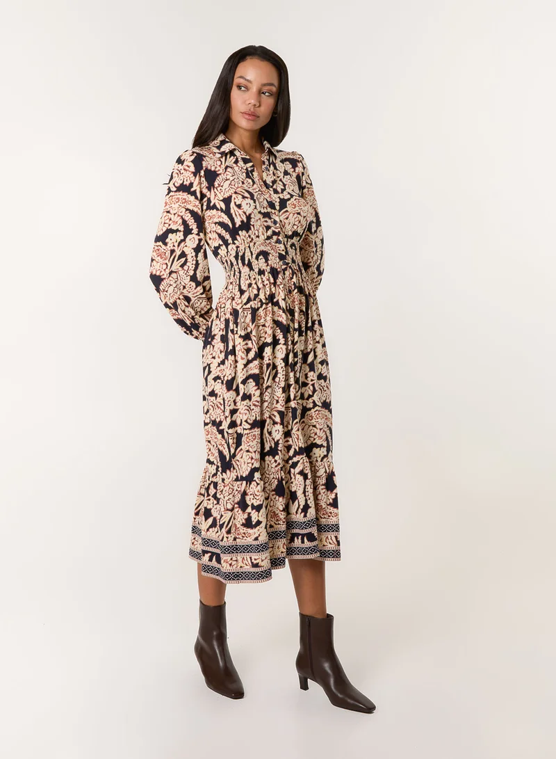 بلو فانيلا فستان قميص بطبعة حدود