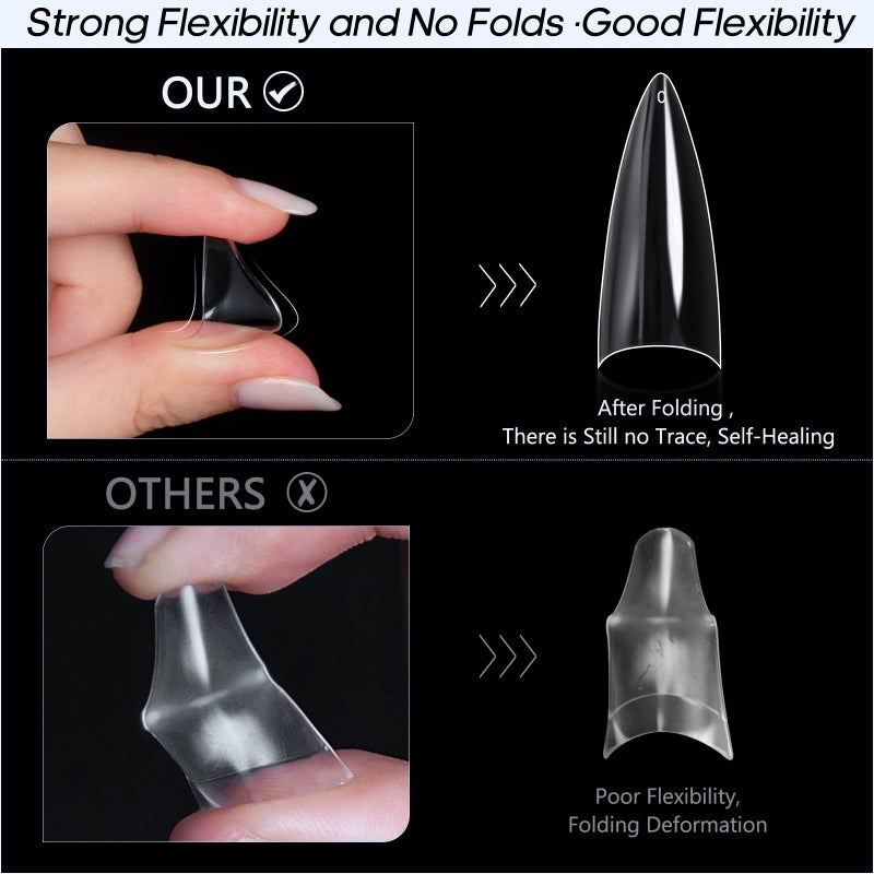 Ranrose 120PCS Short Nail Tips,Short Soft Gel Stiletto Nail Tips Half Cover False Nail Almond Shape Point Acrylic Sharp Artificial False Nail For DIY - Image 2