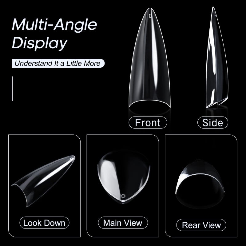 Ranrose 120PCS Short Nail Tips,Short Soft Gel Stiletto Nail Tips Half Cover False Nail Almond Shape Point Acrylic Sharp Artificial False Nail For DIY - Image 4