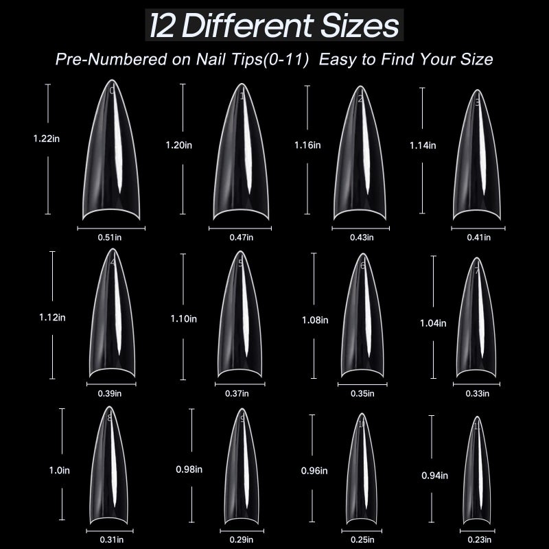 Ranrose 120PCS Short Nail Tips,Short Soft Gel Stiletto Nail Tips Half Cover False Nail Almond Shape Point Acrylic Sharp Artificial False Nail For DIY - Image 5